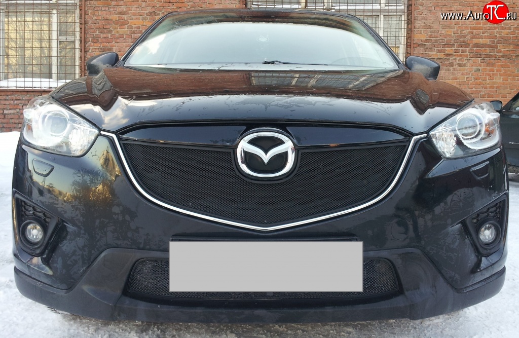 2 299 р. Нижняя сетка на бампер Russtal (черная) Mazda CX-5 KE дорестайлинг (2011-2014)  с доставкой в г. Владивосток