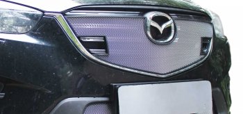 1 639 р. Защитная сетка на решетку радиатор Russtal  Mazda CX-5  KE (2015-2017) рестайлинг (чёрная, без выреза под парктронник)  с доставкой в г. Владивосток. Увеличить фотографию 2