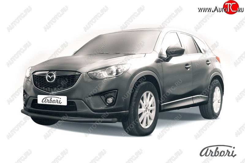 7 019 р. Защита переднего бампера Arbori (черная, 1 труба d57 mm). Mazda CX-5 KE рестайлинг (2015-2017)  с доставкой в г. Владивосток