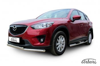 15 182 р. Защита переднего бампера Arbori (нержавейка, 2 трубы d57 и 42 mm) Mazda CX-5 KE рестайлинг (2015-2017)  с доставкой в г. Владивосток. Увеличить фотографию 2