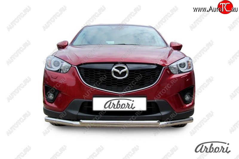 15 182 р. Защита переднего бампера Arbori (нержавейка, 2 трубы d57 и 42 mm) Mazda CX-5 KE рестайлинг (2015-2017)  с доставкой в г. Владивосток