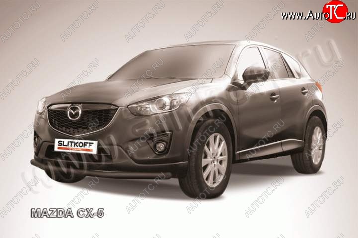 10 499 р. Защита переднего бампер Slitkoff Mazda CX-5 KE рестайлинг (2015-2017) (Цвет: серебристый)  с доставкой в г. Владивосток