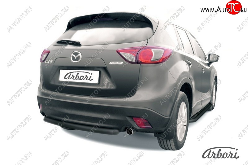 7 019 р. Защита заднего бампера Arbori (короткая, черная, 1 труба d57 mm). Mazda CX-5 KE дорестайлинг (2011-2014)  с доставкой в г. Владивосток