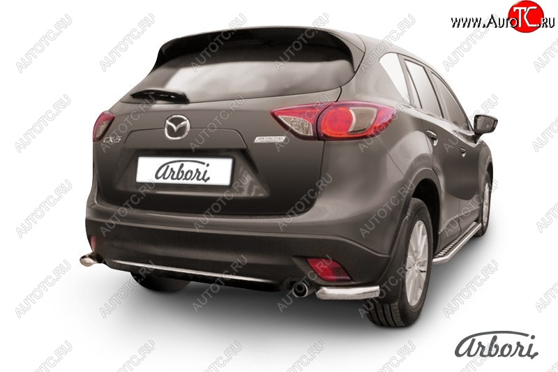 3 099 р. Защита заднего бампера Arbori (нержавейка, 1 труба d57 mm). Mazda CX-5 KE дорестайлинг (2011-2014)  с доставкой в г. Владивосток