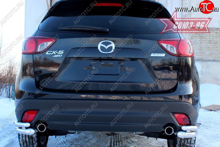 22 409 р. Защита заднего бампера из боковых уголков Souz-96 (d60/42) Mazda CX-5 KE дорестайлинг (2011-2014)  с доставкой в г. Владивосток