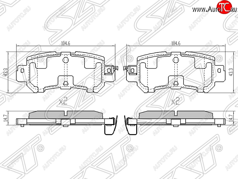 829 р. Колодки тормозные задние SAT   Mazda CX-5  KE (2011-2017) дорестайлинг, рестайлинг  с доставкой в г. Владивосток