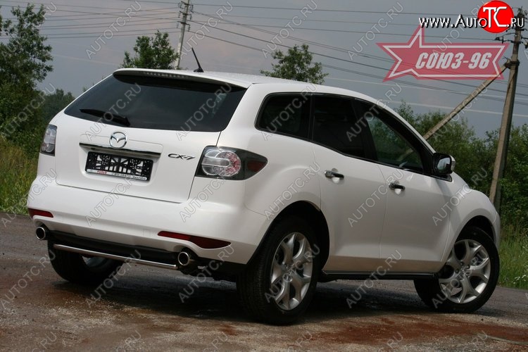 8 369 р. Защита заднего бампера Souz-96 (d42) Mazda CX-7 ER рестайлинг (2010-2012)  с доставкой в г. Владивосток