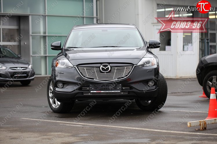 8 504 р. Декоративный элемент решетки радиатора Souz-96 (d10) Mazda CX-9 TB дорестайлинг (2007-2009)  с доставкой в г. Владивосток