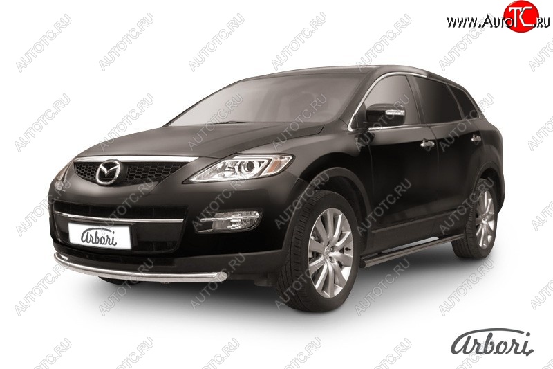 11 609 р. Защита переднего бампера Arbori (нержавейка, 1 труба d57 mm). Mazda CX-9 TB дорестайлинг (2007-2009)  с доставкой в г. Владивосток