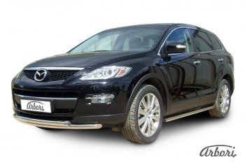 20 999 р. Защита переднего бампера Arbori (нержавейка, 2 трубы d57 и 57 mm) Mazda CX-9 TB дорестайлинг (2007-2009)  с доставкой в г. Владивосток. Увеличить фотографию 2