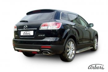 8 999 р. Защита заднего бампера Arbori (короткая, нержавейка, 1 труба d57 mm). Mazda CX-9 TB дорестайлинг (2007-2009)  с доставкой в г. Владивосток. Увеличить фотографию 2