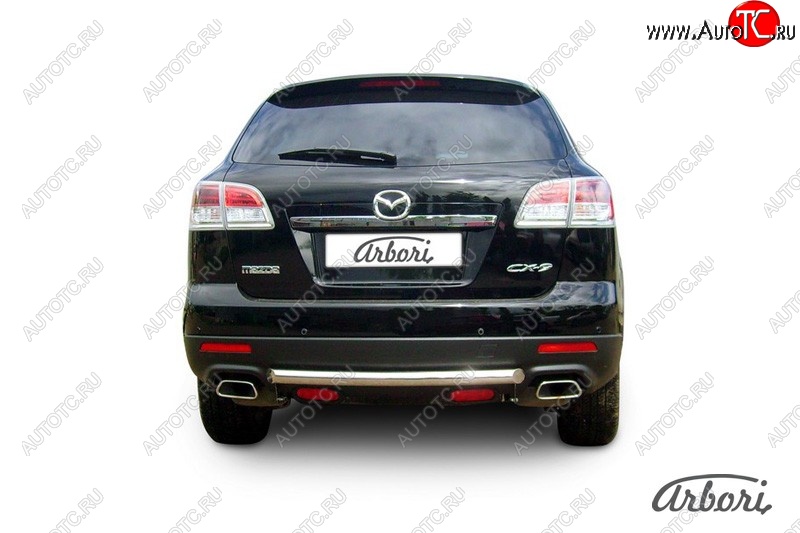 8 999 р. Защита заднего бампера Arbori (короткая, нержавейка, 1 труба d57 mm). Mazda CX-9 TB дорестайлинг (2007-2009)  с доставкой в г. Владивосток