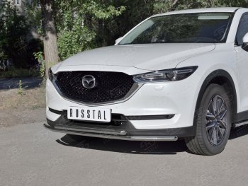 Защита переднего бампера (2 трубыØ42 мм, нержавейка) SLITKOFF Mazda CX-5 KF (2016-2024)