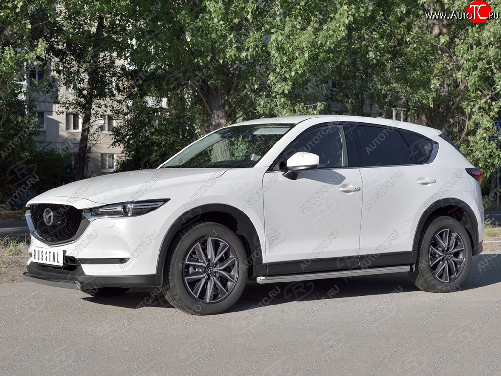 14 999 р. Защита переднего бампера из овальной трубы диаметром 75x42 мм Russtal Mazda CX-5 KF (2016-2024)  с доставкой в г. Владивосток