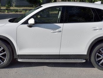 32 849 р. Защита порогов из круглой трубы диаметром 63 мм SLITKOFF v1  Mazda CX-5  KF (2016-2025)  с доставкой в г. Владивосток. Увеличить фотографию 3