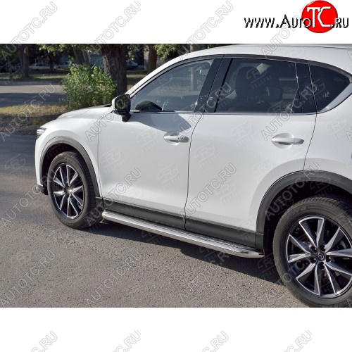 48 999 р. Порожки для ног (Ø63) SLITKOFF  Mazda CX-5  KF (2016-2024) (лист - нержавейка, профиль - нержавейка)  с доставкой в г. Владивосток