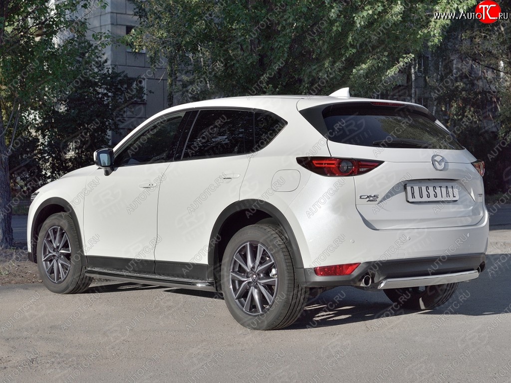 14 999 р. Защита заднего бампера (Ø75x42 мм, нержавейка) Russtal Mazda CX-5 KF (2016-2024)  с доставкой в г. Владивосток