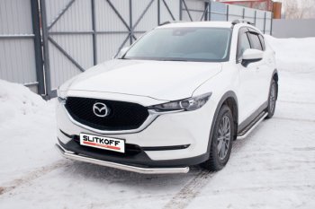 13 499 р. Защита переднего бампера Slitkoff (Ø 57 мм).  Mazda CX-5  KF (2016-2025) (Нержавеющая сталь)  с доставкой в г. Владивосток. Увеличить фотографию 1