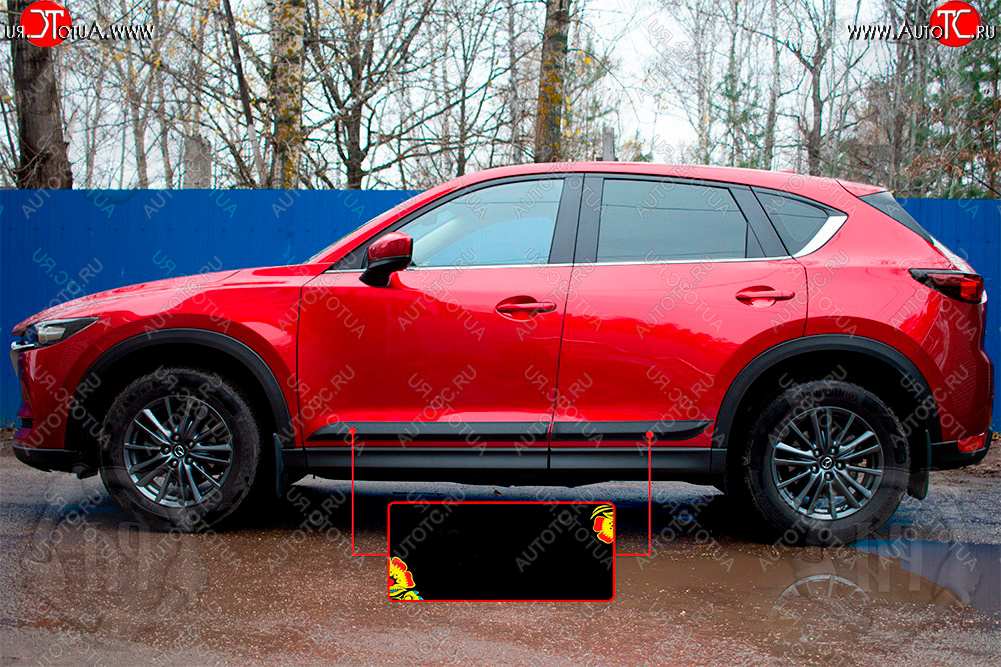 729 р. Задний левый молдинг на дверь Русская Артель  Mazda CX-5  KF (2016-2025) (Поверхность глянец, Неокрашенный)  с доставкой в г. Владивосток