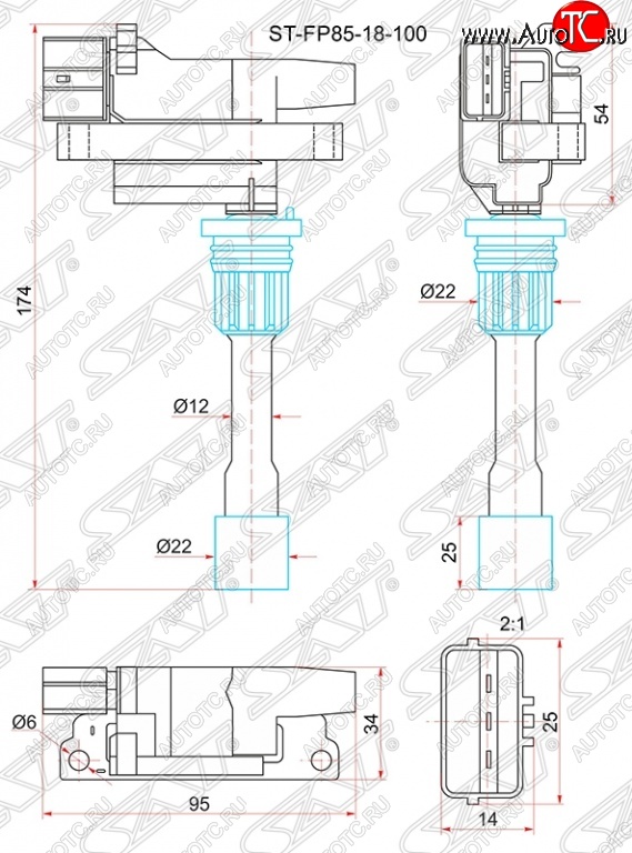 1 699 р. Катушка зажигания SAT  Mazda 323/Familia  седан - Premacy  с доставкой в г. Владивосток