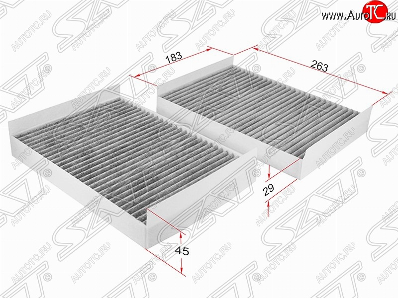 669 р. Фильтр салонный SAT (комплект, угольный, 263х183х45/29 mm)  Mercedes-Benz CL class  C216 - S class  W221  с доставкой в г. Владивосток