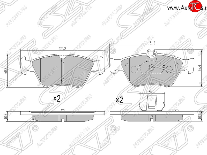 1 549 р. Колодки тормозные передние SAT  Mercedes-Benz C-Class  W202 - E-Class  W210  с доставкой в г. Владивосток