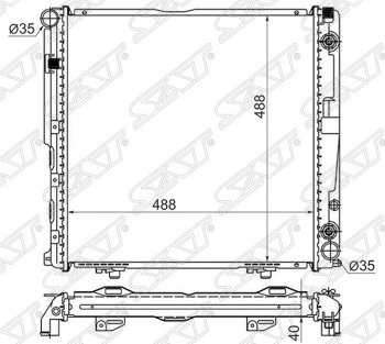 Радиатор двигателя SAT (пластинчатый, 2.0/2.2, АКПП) Mercedes-Benz E-Class W124 седан дорестайлинг (1984-1993)