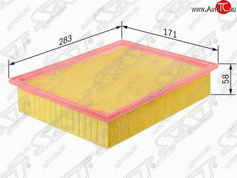 359 р. Фильтр воздушный двигателя SAT (283х171х58 mm)  Mercedes-Benz E-Class ( W124,  S124) (1984-1996) седан дорестайлинг, универсал рестайлинг  с доставкой в г. Владивосток