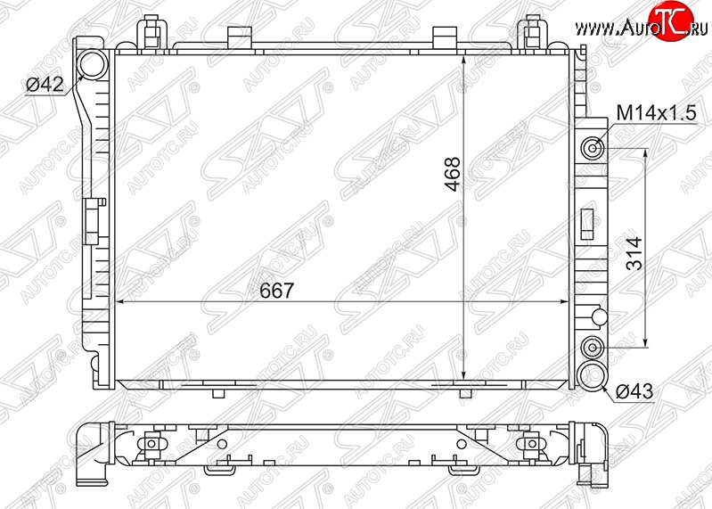 11 599 р. Радиатор двигателя SAT (пластинчатый, 3.0TD/3.5TD, МКПП/АКПП)  Mercedes-Benz S class  W140 (1991-1998) Седан  с доставкой в г. Владивосток