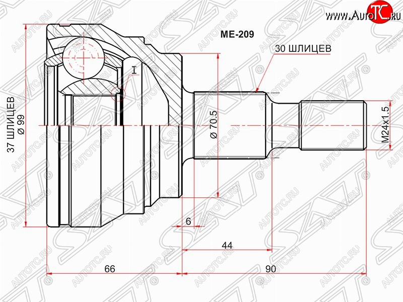 3 599 р. Шрус (наружный) SAT (37*30*70.3 мм)  Mercedes-Benz ML class ( W164,  W166) (2005-2015) дорестайлинг, рестайлинг  с доставкой в г. Владивосток