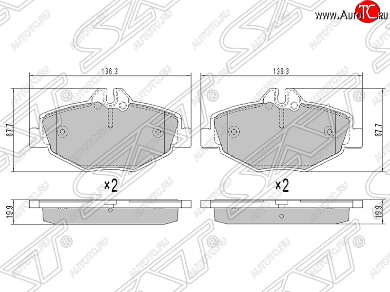 1 439 р. Колодки тормозные SAT (передние)  Mercedes-Benz E-Class  W211 (2002-2009) дорестайлинг седан, рестайлинг седан  с доставкой в г. Владивосток