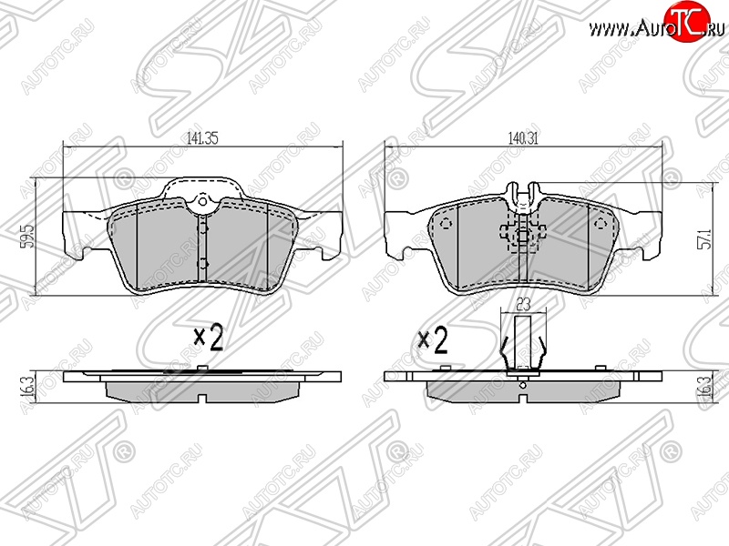 1 159 р. Колодки тормозные задние SAT  Mercedes-Benz E-Class ( W211,  W212) (2002-2012) дорестайлинг седан, рестайлинг седан, дорестайлинг седан  с доставкой в г. Владивосток