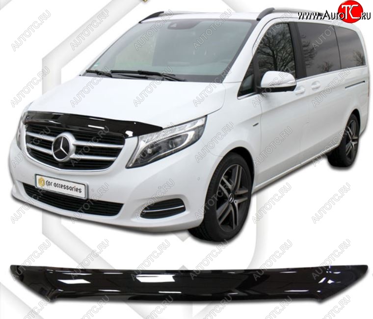 1 999 р. Дефлектор капота CA-Plastiс  Mercedes-Benz Vito  W447 (2015-2024) дорестайлинг, рестайлинг (Classic черный, Без надписи)  с доставкой в г. Владивосток