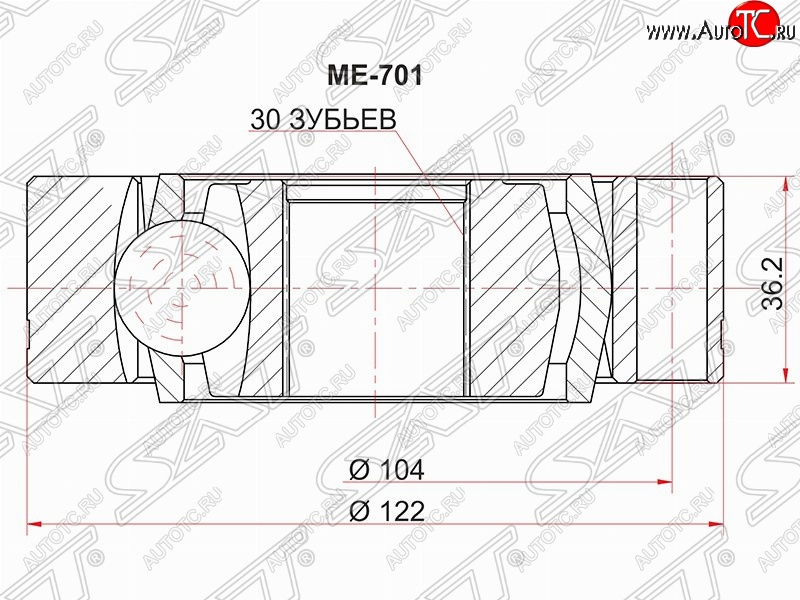 2 659 р. Шрус (внутренний) SAT (30*122 мм)  Mercedes-Benz Vito  W638 (1996-2003)  с доставкой в г. Владивосток