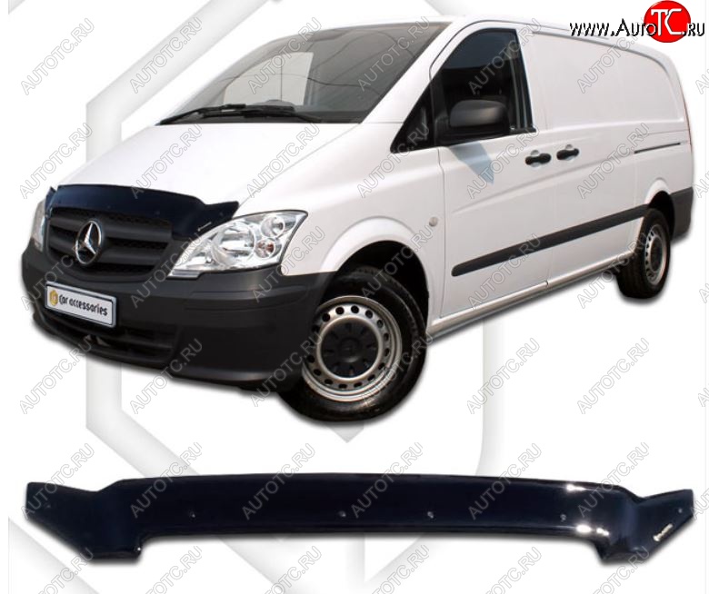 2 099 р. Дефлектор капота CA-Plastiс  Mercedes-Benz Vito  W639 (2010-2014) рестайлинг (Classic черный, Без надписи)  с доставкой в г. Владивосток