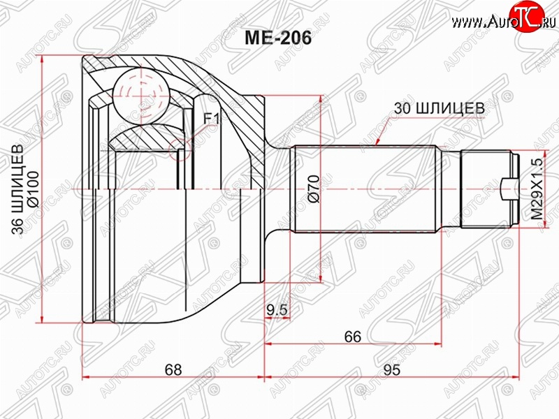 2 799 р. Шрус (наружный) SAT (36*30*70 мм)  Mercedes-Benz Vito  W639 (2003-2014) дорестайлинг, рестайлинг  с доставкой в г. Владивосток