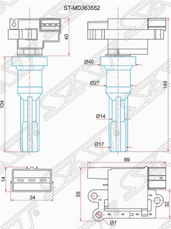 1 499 р. Катушка зажигания SAT Mitsubishi Airtek (2001-2008)  с доставкой в г. Владивосток. Увеличить фотографию 1