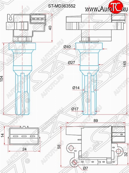 1 449 р. Катушка зажигания SAT  Mitsubishi Airtek - Outlander  CU  с доставкой в г. Владивосток