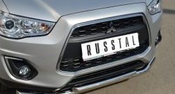 19 849 р. Защита переднего бампера (2 трубыØ63 и 42 мм, нержавейка) SLITKOFF Mitsubishi ASX 1-ый рестайлинг (2013-2016)  с доставкой в г. Владивосток. Увеличить фотографию 2