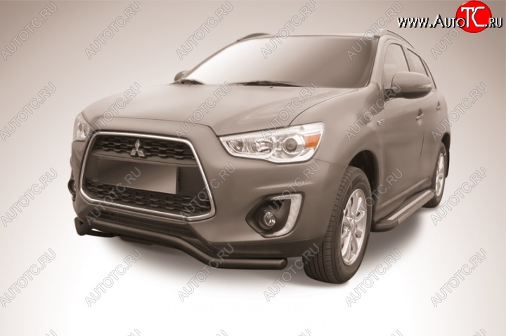 12 399 р. Защита переднего бампера d57 Slitkoff  Mitsubishi ASX (2013-2016) 1-ый рестайлинг (Цвет: серебристый)  с доставкой в г. Владивосток