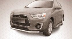 14 849 р. Одинарная защита переднего бампера диаметром 76 мм Slitkoff Mitsubishi ASX 1-ый рестайлинг (2013-2016) (Цвет: нержавеющая полированная сталь)  с доставкой в г. Владивосток. Увеличить фотографию 1