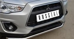 16 999 р. Одинарная защита переднего бампера диаметром 63 мм SLITKOFF Mitsubishi ASX 1-ый рестайлинг (2013-2016)  с доставкой в г. Владивосток. Увеличить фотографию 2