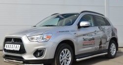 14 849 р. Защита порогов из круглой трубы диаметром 63 мм Russtal Mitsubishi ASX 1-ый рестайлинг (2013-2016) (Защита порогов с со скосами на торцах (вариант 1))  с доставкой в г. Владивосток. Увеличить фотографию 4