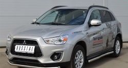 14 849 р. Защита порогов из круглой трубы диаметром 63 мм Russtal Mitsubishi ASX 1-ый рестайлинг (2013-2016) (Защита порогов с со скосами на торцах (вариант 1))  с доставкой в г. Владивосток. Увеличить фотографию 11