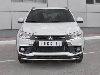 14 999 р. Защита переднего бампера (Ø42 мм, нержавейка) SLITKOFF  Mitsubishi ASX (2017-2020) 2-ой рестайлинг  с доставкой в г. Владивосток. Увеличить фотографию 1