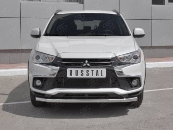 15 299 р. Защита переднего бампера (Ø63 мм, секции, нержавейка) SLITKOFF  Mitsubishi ASX (2017-2020) 2-ой рестайлинг  с доставкой в г. Владивосток. Увеличить фотографию 1