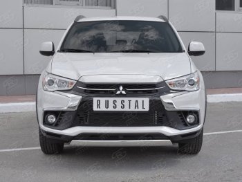 Защита переднего бампера (Ø75x42 мм, нержавейка) Russtal Mitsubishi (Митсубиси) ASX (АСХ) (2017-2020) 2-ой рестайлинг