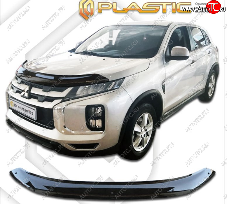 2 099 р. Дефлектор капота на CA-Plastic  Mitsubishi ASX (2019-2025) 3-ий рестайлинг (Classic черный, Без надписи)  с доставкой в г. Владивосток