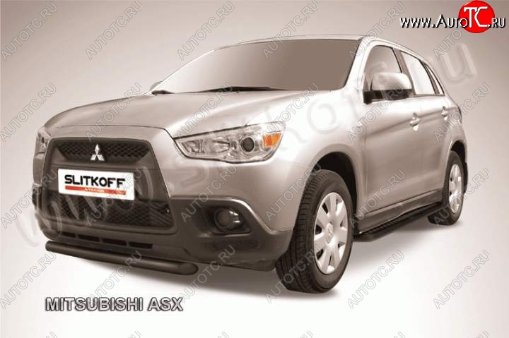 9 799 р. Защита переднего бампера из труб d57 Slitkoff  Mitsubishi ASX (2010-2012) дорестайлинг (Цвет: серебристый)  с доставкой в г. Владивосток