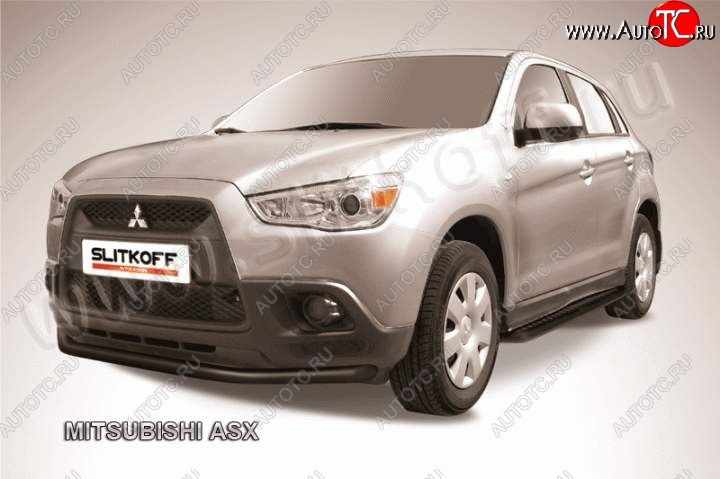 10 499 р. Защита переднего бампера из трубы d57 Slitkoff Mitsubishi ASX дорестайлинг (2010-2012) (Цвет: серебристый)  с доставкой в г. Владивосток